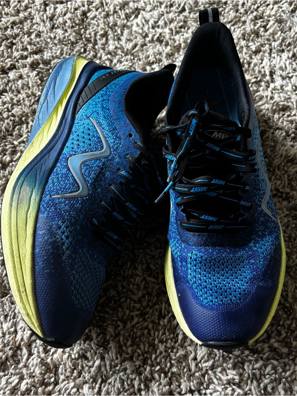MBT Blue and Yellow Athletic Running Shoes platform 37